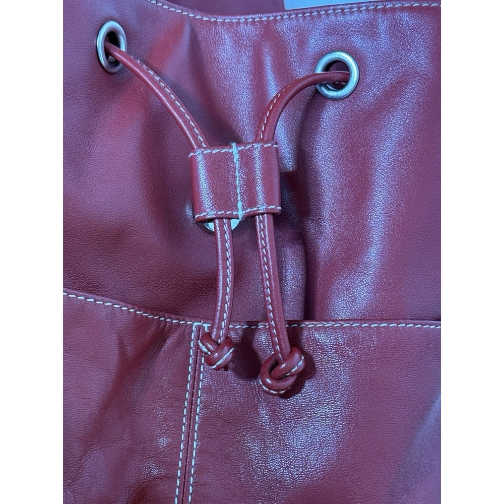 Lauren Ralph Lauren Red Backpack Shoulder Soft Leather Bag Pockets Adjustable - Picture 9 of 12